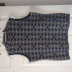 Blue-violet patterned mock neck vest